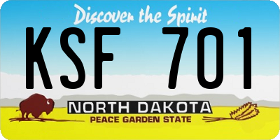 ND license plate KSF701