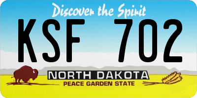 ND license plate KSF702