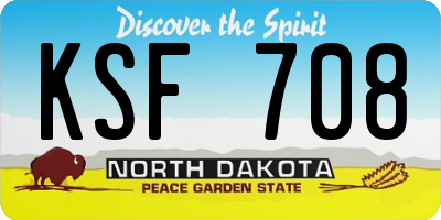 ND license plate KSF708