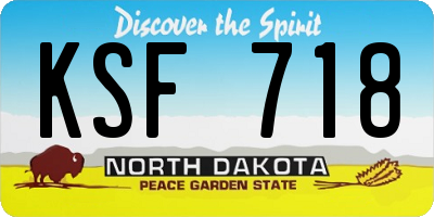 ND license plate KSF718