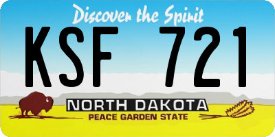 ND license plate KSF721