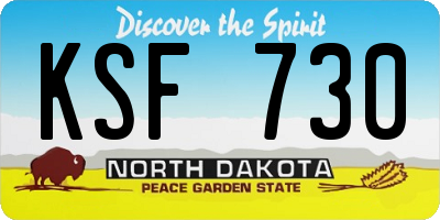 ND license plate KSF730