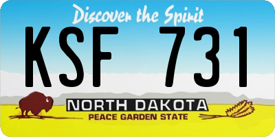 ND license plate KSF731