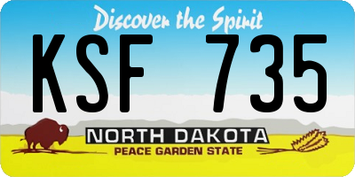 ND license plate KSF735