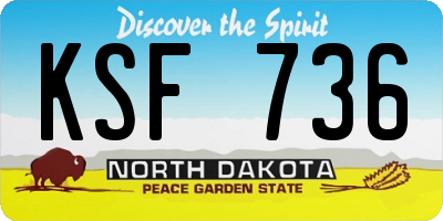 ND license plate KSF736