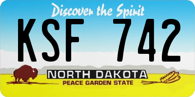 ND license plate KSF742