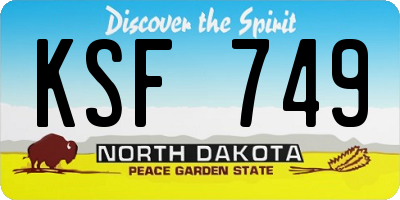 ND license plate KSF749
