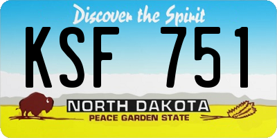 ND license plate KSF751