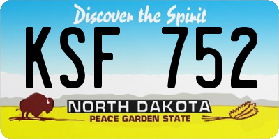 ND license plate KSF752