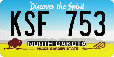 ND license plate KSF753