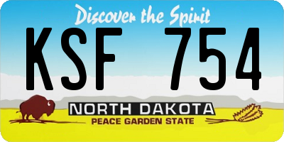 ND license plate KSF754