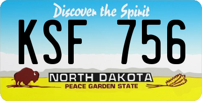 ND license plate KSF756