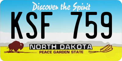 ND license plate KSF759