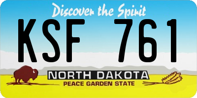 ND license plate KSF761