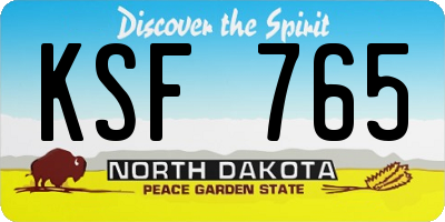ND license plate KSF765