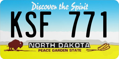 ND license plate KSF771