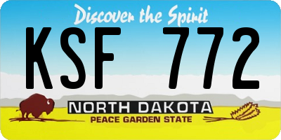 ND license plate KSF772
