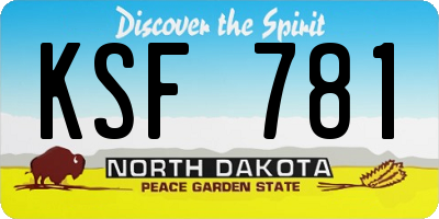 ND license plate KSF781