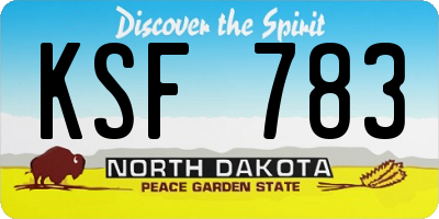 ND license plate KSF783
