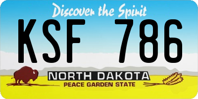 ND license plate KSF786