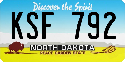 ND license plate KSF792