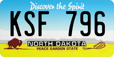 ND license plate KSF796