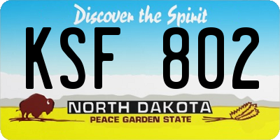 ND license plate KSF802