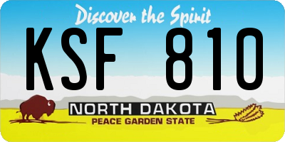 ND license plate KSF810