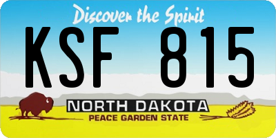 ND license plate KSF815