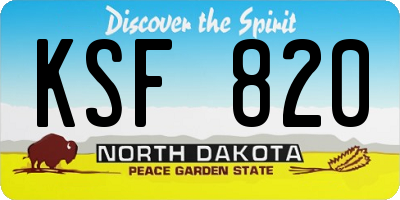 ND license plate KSF820