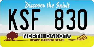 ND license plate KSF830