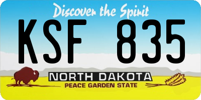 ND license plate KSF835