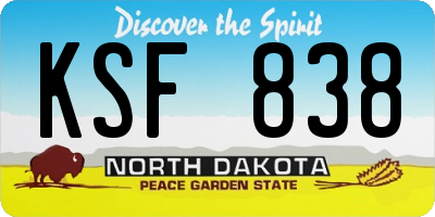 ND license plate KSF838
