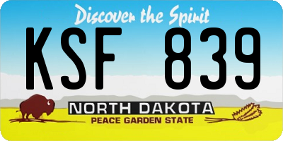 ND license plate KSF839
