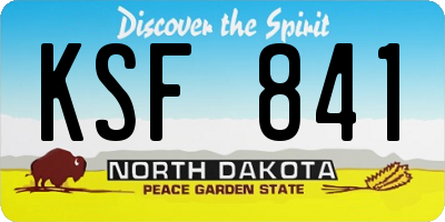 ND license plate KSF841