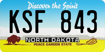 ND license plate KSF843