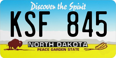 ND license plate KSF845