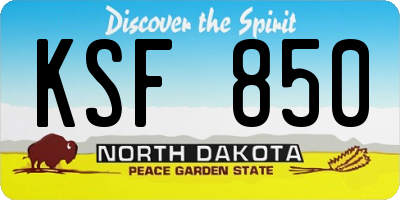 ND license plate KSF850