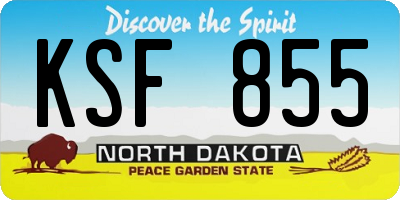 ND license plate KSF855
