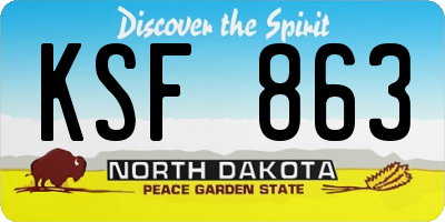 ND license plate KSF863