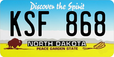 ND license plate KSF868