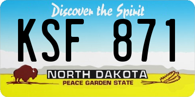 ND license plate KSF871