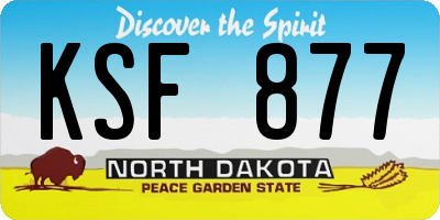 ND license plate KSF877