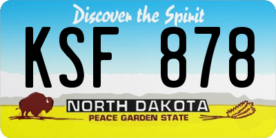 ND license plate KSF878