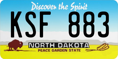 ND license plate KSF883