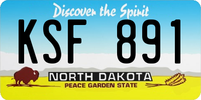 ND license plate KSF891