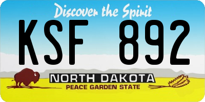 ND license plate KSF892