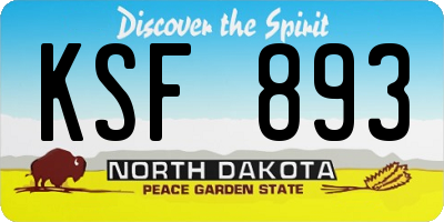 ND license plate KSF893