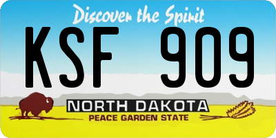 ND license plate KSF909