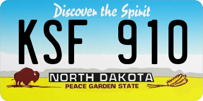 ND license plate KSF910